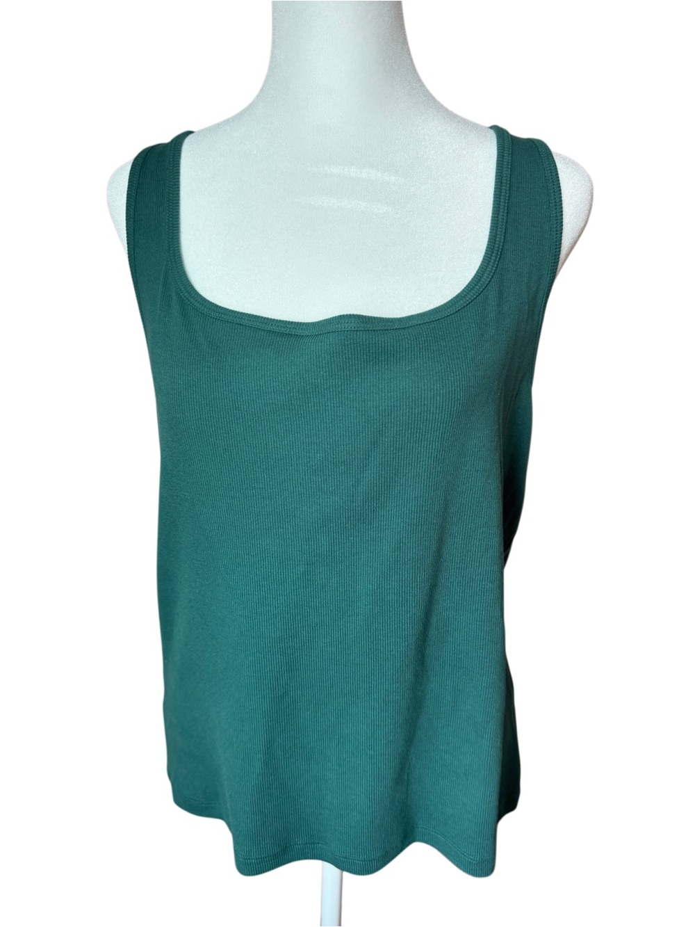 LOFT Teal Ribbed Scoop Neck Tank Top XL